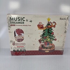 Rolife Music Dreamer Christmas Melody Tree 3D Wooden Puzzle Music Box LED AMS01